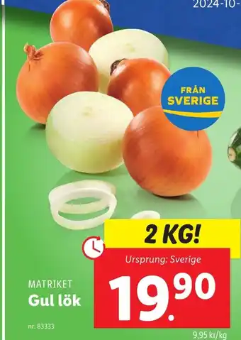 Lidl MATRIKET Gul lök erbjuda