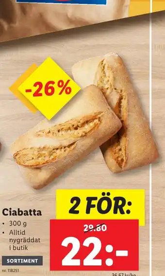 Lidl Ciabatta erbjuda