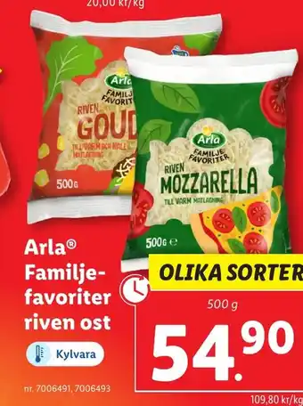 Lidl Arla® Familje- favoriter riven ost erbjuda