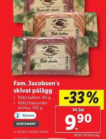 Lidl Fam. Jacobsen's skivat pålägg erbjuda