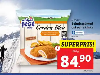 Lidl ALPENFEST Schnitzel med ost och skinka erbjuda