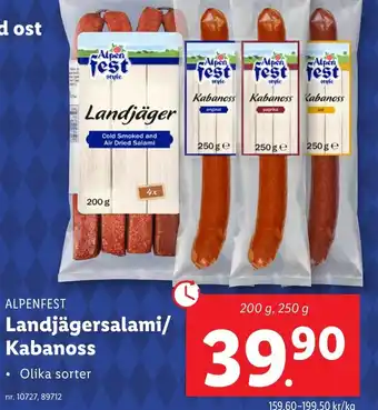 Lidl Alpenfest Landjägersalami/ Kabanoss erbjuda