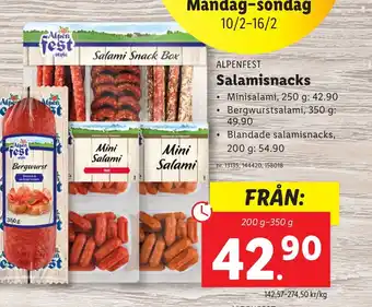 Lidl ALPENFEST Salamisnacks erbjuda