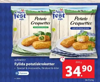 Lidl ALPENFEST Fyllda potatiskroketter erbjuda