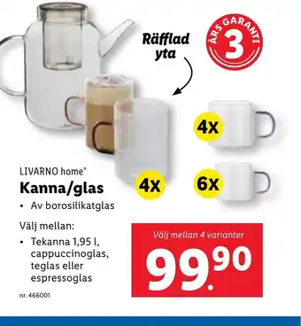 Lidl LIVARNO home Kanna/glas erbjuda