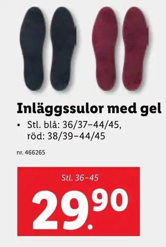 Lidl Inläggssulor med gel erbjuda