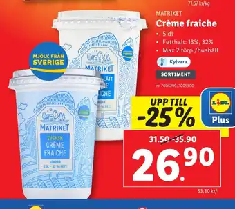 Lidl MATRIKET Crème fraiche erbjuda