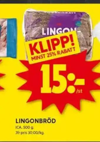 ICA Kvantum LINGONBRÖD erbjuda