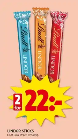 ICA Kvantum Lindor sticks erbjuda