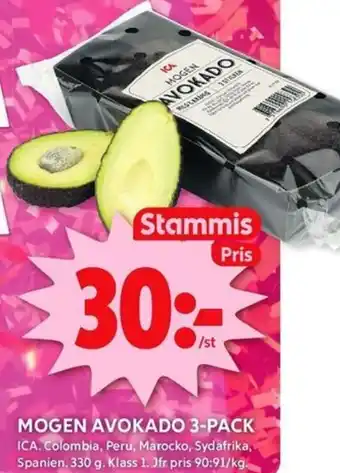 ICA Kvantum Mogen avokado 3-pack erbjuda