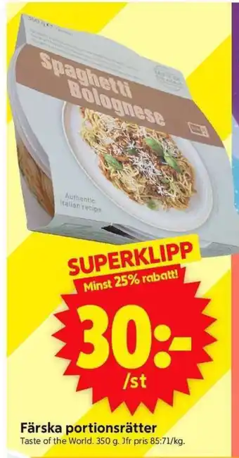 ICA Supermarket Färska portionsrätter erbjuda