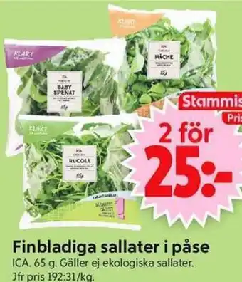 ICA Supermarket Finbladiga sallater i påse erbjuda