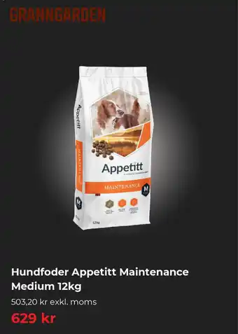 Granngården Hundfoder Appetitt Maintenance Medium erbjuda