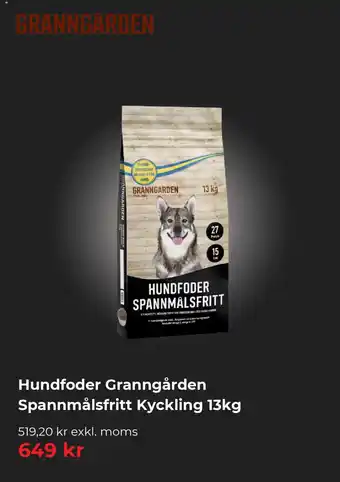 Granngården Hundfoder Granngården Spannmålsfritt Kyckling erbjuda