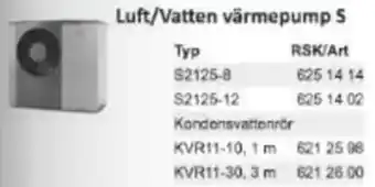 Rinkaby Rör Luft/Vatten värmepump S erbjuda