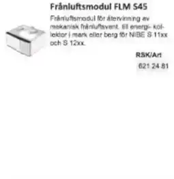 Rinkaby Rör Frånluftsmodul FLM 545 erbjuda