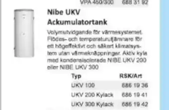 Rinkaby Rör Nibe UKV Ackumulatortank erbjuda