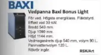 Rinkaby Rör BAXI Vedpanna Baxi Bonus Light erbjuda