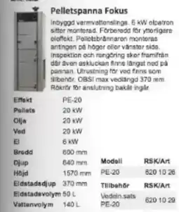 Rinkaby Rör Pelletspanna Fokus erbjuda