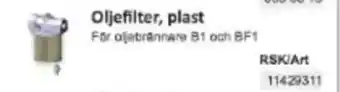 Rinkaby Rör Oljefilter, plast erbjuda