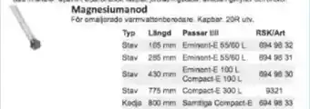 Rinkaby Rör Magnesiumanod erbjuda