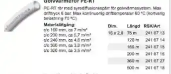 Rinkaby Rör Golvvärmerör PE-RT erbjuda