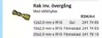 Rinkaby Rör Rak inv. övergång erbjuda