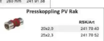 Rinkaby Rör Presskoppling PV Rak erbjuda