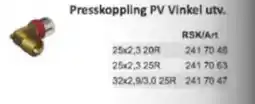 Rinkaby Rör Presskoppling PV Vinkel utv. erbjuda