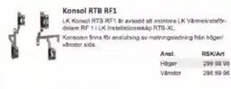 Rinkaby Rör Konsol RTB RF1 erbjuda