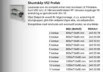 Rinkaby Rör Shuntskåp VS2 Prefab erbjuda