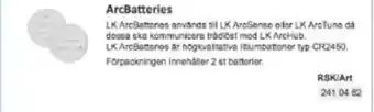 Rinkaby Rör ArcBatteries erbjuda