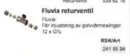 Rinkaby Rör Fluvia returventil erbjuda