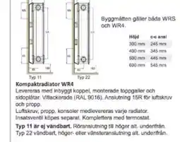 Rinkaby Rör Kompaktradiator WR4 erbjuda