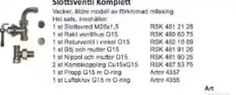 Rinkaby Rör Slottsventil Komplett erbjuda