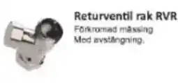 Rinkaby Rör Returventil rak RVR erbjuda