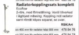 Rinkaby Rör Radiatorkopplingssats Komplett erbjuda