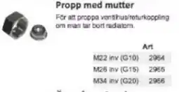 Rinkaby Rör Propp med mutter erbjuda