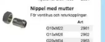 Rinkaby Rör Nippel med mutter erbjuda