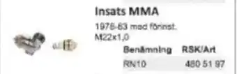 Rinkaby Rör insats MMA erbjuda