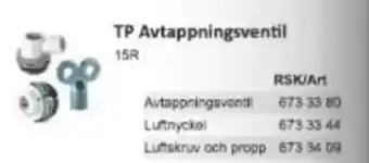 Rinkaby Rör TP Avtappningsventil erbjuda