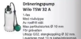 Rinkaby Rör Dräneringspump Wilo TSW 32 A erbjuda