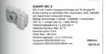 Rinkaby Rör Sololift WC-3 erbjuda