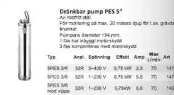 Rinkaby Rör Dränkbar pump PES 5" erbjuda