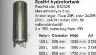 Rinkaby Rör Rostfri hydrofortank Rostfrit stål, SS2326 erbjuda