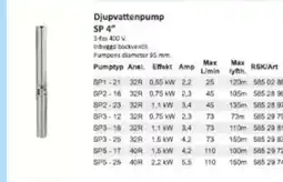 Rinkaby Rör Djupvattenpump SP 4” erbjuda