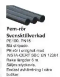 Rinkaby Rör Pem-rör Svensktillverkad PE100 PN16 Blà stripade erbjuda