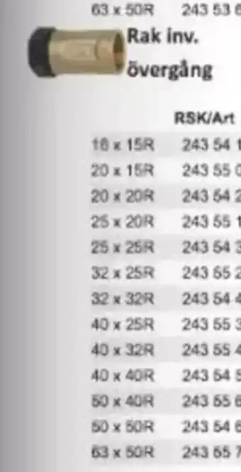 Rinkaby Rör Rak inv. övergång erbjuda