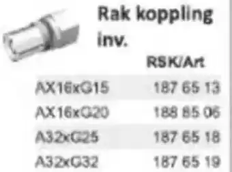 Rinkaby Rör Rak koppling inv. erbjuda