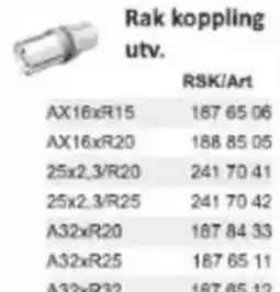 Rinkaby Rör Rak koppling utv. erbjuda